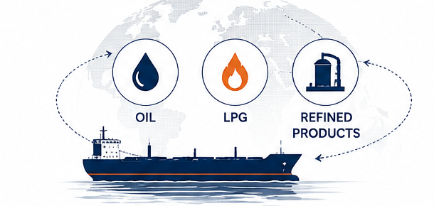Oil, LPG and refined products